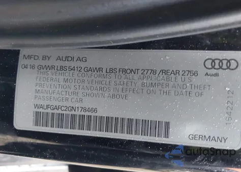 2016 Audi A6 3.0T Premium Plus from USA, damaged, VIN WAUFGAFC2GN178466